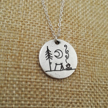 Load image into Gallery viewer, Lovely Camping under a big bright moon camping necklace outdoor jewelry simple life - accessories4girls
