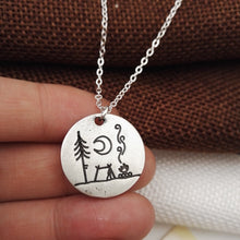 Load image into Gallery viewer, Lovely Camping under a big bright moon camping necklace outdoor jewelry simple life - accessories4girls