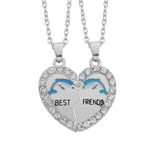 Two Pieces Hearts Alphabet BEST FRIEND Necklace - accessories4girls