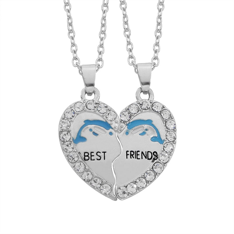 Two Pieces Hearts Alphabet BEST FRIEND Necklace - accessories4girls