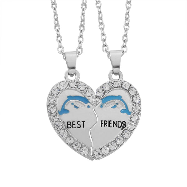 Two Pieces Hearts Alphabet BEST FRIEND Necklace - accessories4girls
