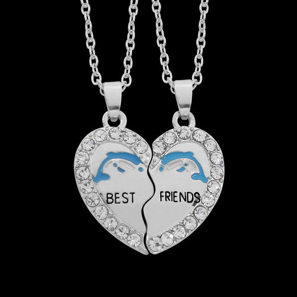 Two Pieces Hearts Alphabet BEST FRIEND Necklace - accessories4girls