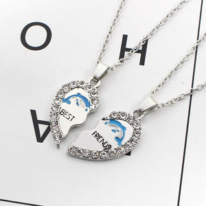 Two Pieces Hearts Alphabet BEST FRIEND Necklace - accessories4girls
