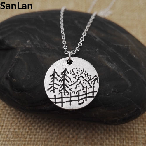 Tree pendant Mountains are Calling camping necklace Lover Gift  Live the simple life christamas gift SanLan - accessories4girls