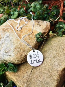 Lovely Camping under a big bright moon camping necklace outdoor jewelry simple life - accessories4girls