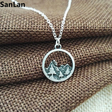 Load image into Gallery viewer, Lovely pine tree necklace on Mountain Range Nature Pendant nature Lover Gift - accessories4girls