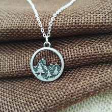 Load image into Gallery viewer, Lovely pine tree necklace on Mountain Range Nature Pendant nature Lover Gift - accessories4girls