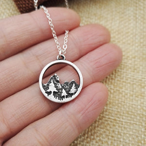 Lovely pine tree necklace on Mountain Range Nature Pendant nature Lover Gift - accessories4girls
