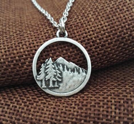 Find your road Pine Tree charm under the mountain necklace camping jewelry Outdoor Jewelry Gifts - accessories4girls