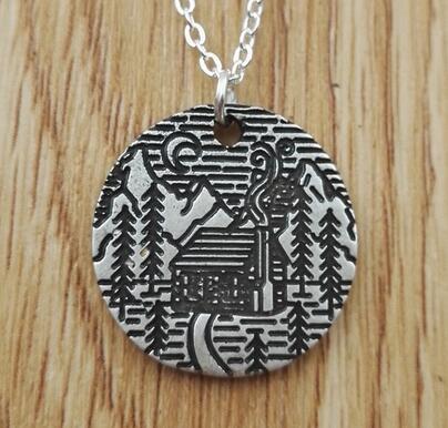 Find your road Pine Tree charm under the mountain necklace camping jewelry Outdoor Jewelry Gifts - accessories4girls