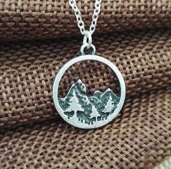 Find your road Pine Tree charm under the mountain necklace camping jewelry Outdoor Jewelry Gifts - accessories4girls