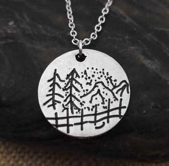 Find your road Pine Tree charm under the mountain necklace camping jewelry Outdoor Jewelry Gifts - accessories4girls