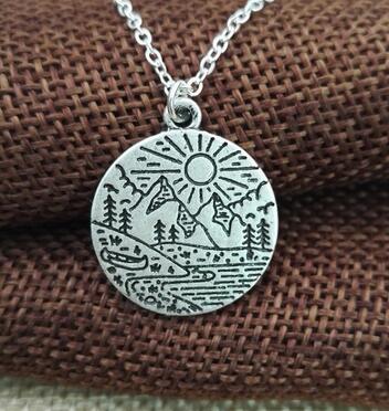 Find your road Pine Tree charm under the mountain necklace camping jewelry Outdoor Jewelry Gifts - accessories4girls