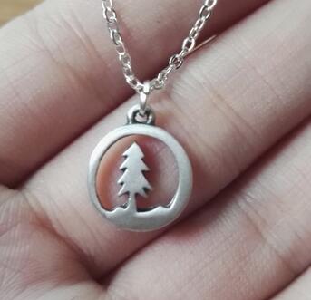 Find your road Pine Tree charm under the mountain necklace camping jewelry Outdoor Jewelry Gifts - accessories4girls