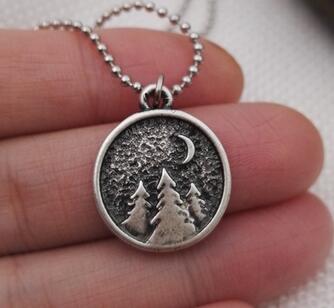 Find your road Pine Tree charm under the mountain necklace camping jewelry Outdoor Jewelry Gifts - accessories4girls