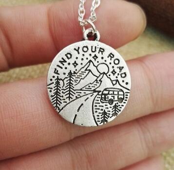 Find your road Pine Tree charm under the mountain necklace camping jewelry Outdoor Jewelry Gifts - accessories4girls