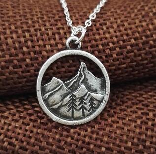 Find your road Pine Tree charm under the mountain necklace camping jewelry Outdoor Jewelry Gifts - accessories4girls