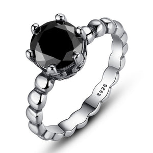 Hot Sale Silver & Golden Black Stone Crown Simple Rings - accessories4girls
