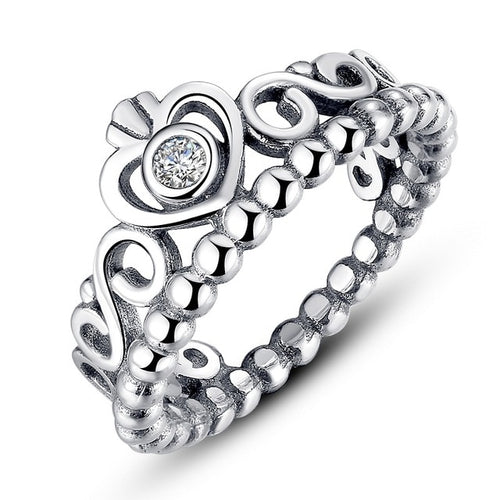 Hot Sale Silver & Golden Black Stone Crown Simple Rings - accessories4girls