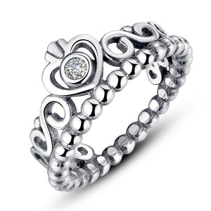 Hot Sale Silver & Golden Black Stone Crown Simple Rings - accessories4girls