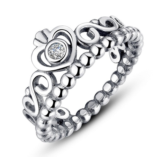 Hot Sale Silver & Golden Black Stone Crown Simple Rings - accessories4girls