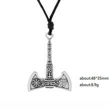Load image into Gallery viewer, Nordic Vikings Necklace, Rune Axe Amulet compass viking runes pendant Scandinavian Necklace - accessories4girls
