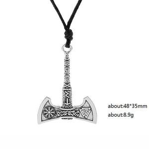 Nordic Vikings Necklace, Rune Axe Amulet compass viking runes pendant Scandinavian Necklace - accessories4girls