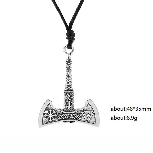 Nordic Vikings Necklace, Rune Axe Amulet compass viking runes pendant Scandinavian Necklace - accessories4girls