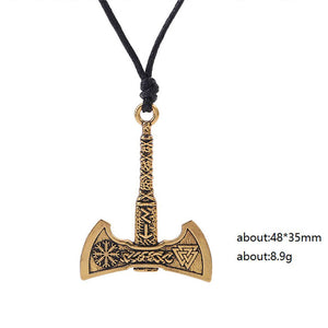 Nordic Vikings Necklace, Rune Axe Amulet compass viking runes pendant Scandinavian Necklace - accessories4girls
