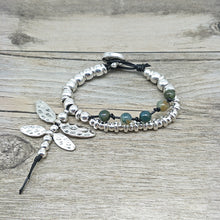 Load image into Gallery viewer, Women Jewelry Vintage Silver Hand Knit Bracelet Natural Stone - accessories4girls