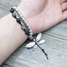 Load image into Gallery viewer, Women Jewelry Vintage Silver Hand Knit Bracelet Natural Stone - accessories4girls