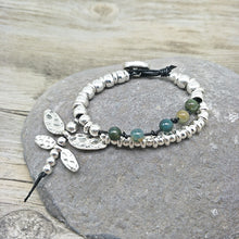 Load image into Gallery viewer, Women Jewelry Vintage Silver Hand Knit Bracelet Natural Stone - accessories4girls