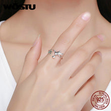 Load image into Gallery viewer, Hummingbird &amp; Leaves Ring For Women Nature Style S925 Silver - accessories4girls