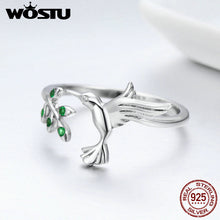 Load image into Gallery viewer, Hummingbird &amp; Leaves Ring For Women Nature Style S925 Silver - accessories4girls