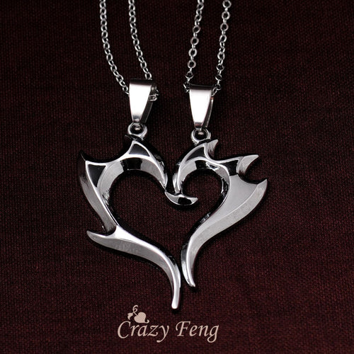 Stainless Steel Heart Pendant Chain Necklaces Couple Necklace Gift Punk Jewelry for Men Women Lovers Wholesale Free shipping - accessories4girls