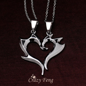 Stainless Steel Heart Pendant Chain Necklaces Couple Necklace Gift Punk Jewelry for Men Women Lovers Wholesale Free shipping - accessories4girls