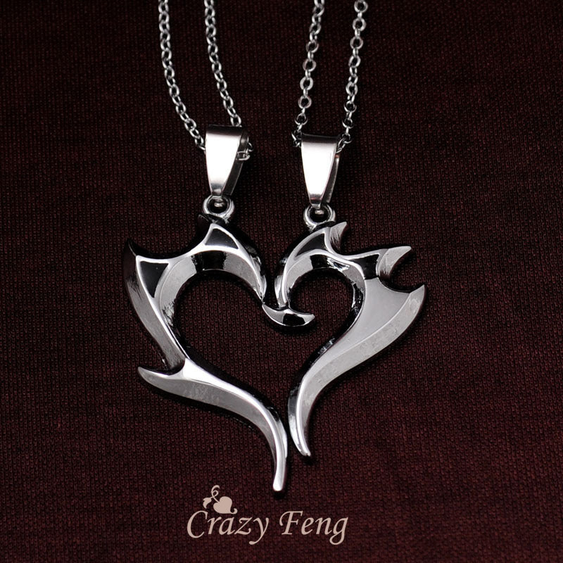 Stainless Steel Heart Pendant Chain Necklaces Couple Necklace Gift Punk Jewelry for Men Women Lovers Wholesale Free shipping - accessories4girls