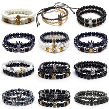 Load image into Gallery viewer, New trendy black white stone beaded bracelet Fashion gold silver color - accessories4girls