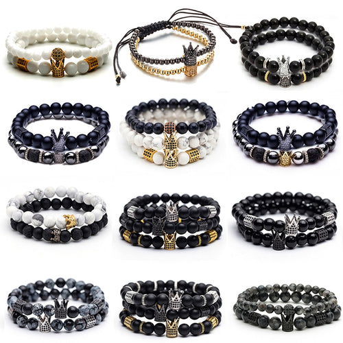 New trendy black white stone beaded bracelet Fashion gold silver color - accessories4girls