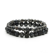 Load image into Gallery viewer, New trendy black white stone beaded bracelet Fashion gold silver color - accessories4girls