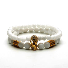 Load image into Gallery viewer, New trendy black white stone beaded bracelet Fashion gold silver color - accessories4girls