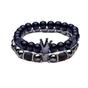 New trendy black white stone beaded bracelet Fashion gold silver color - accessories4girls