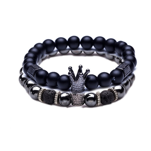 New trendy black white stone beaded bracelet Fashion gold silver color - accessories4girls