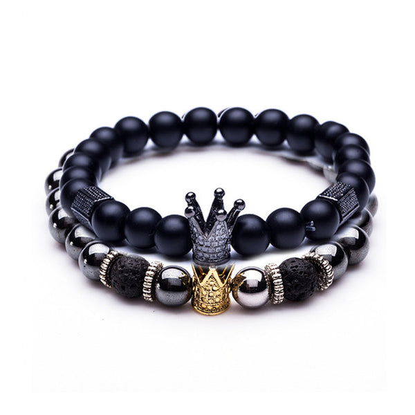New trendy black white stone beaded bracelet Fashion gold silver color - accessories4girls