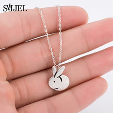 Load image into Gallery viewer, SMJEL Cute Animal Rabbit Necklace Choker 925 Silver Necklaces - accessories4girls