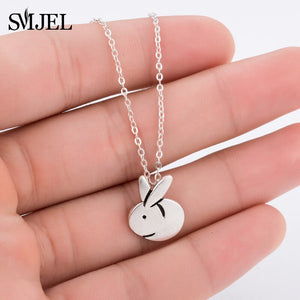 SMJEL Cute Animal Rabbit Necklace Choker 925 Silver Necklaces - accessories4girls