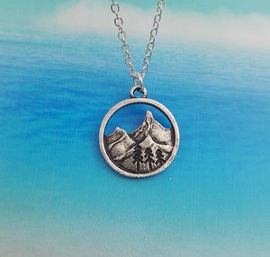 Outdoor Jewelry Gifts Lovely round pendant Pine Tree necklace under the mountain - accessories4girls