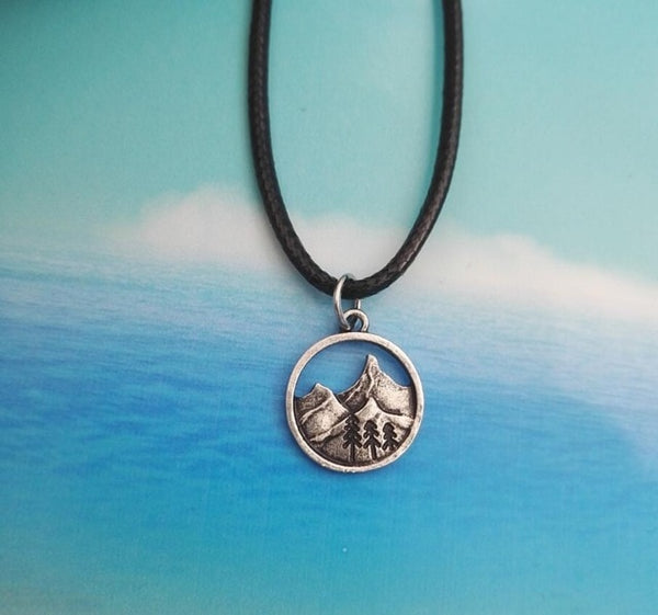 Outdoor Jewelry Gifts Lovely round pendant Pine Tree necklace under the mountain - accessories4girls