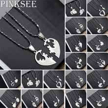 Load image into Gallery viewer, PINKSEE 1 Pair Titanium Steel Heart Shape Pendant Necklaces Men Women Couple Lover I Love You Necklace Jewelry Gifts 19 Styles - accessories4girls