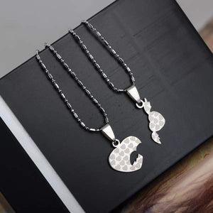 PINKSEE 1 Pair Titanium Steel Heart Shape Pendant Necklaces Men Women Couple Lover I Love You Necklace Jewelry Gifts 19 Styles - accessories4girls